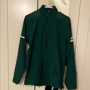 Adidas Green lightweight jacket with High Collar and Sporty Stripes
